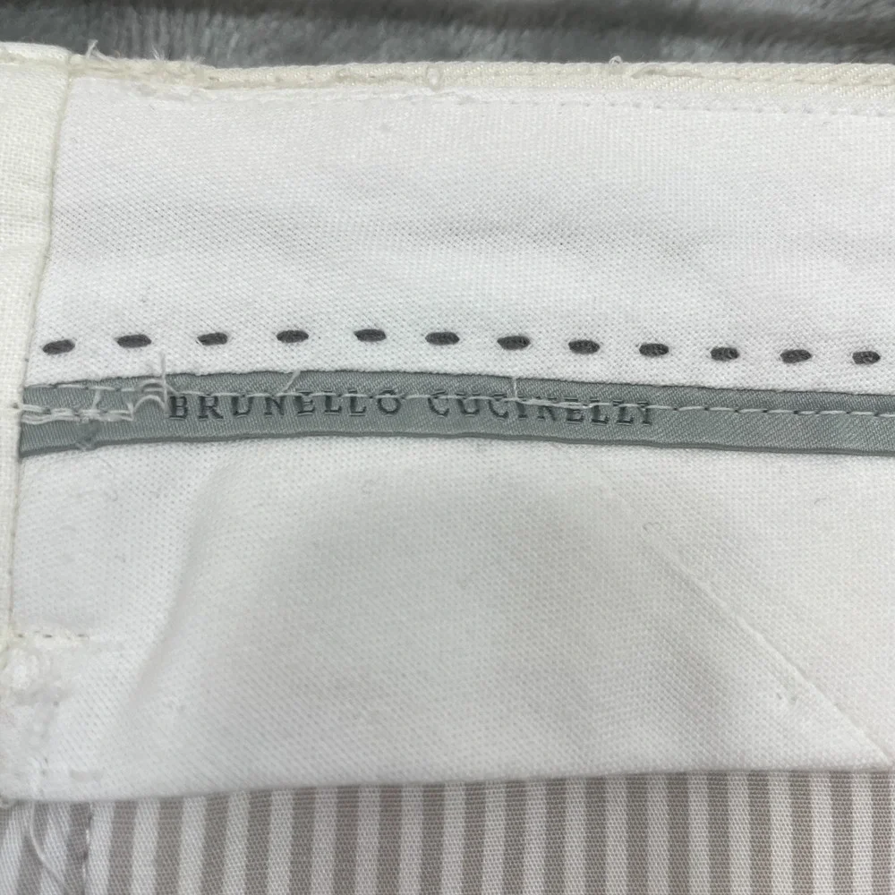 Brunello Cucinelli Men's Size 52 White Linen/ Cotton Pants Italy  Altered 40x25!